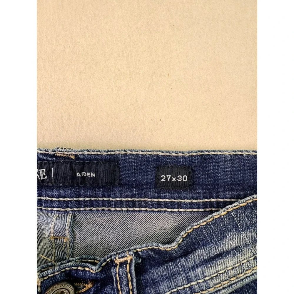 BKE Aiden Straight Leg Jeans Mens 27x30 Blue Medium Wash Contrast Stitch